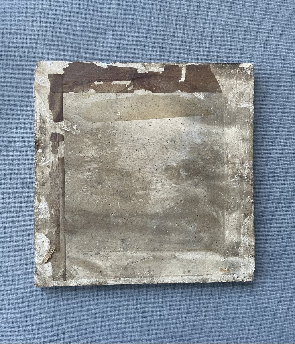 Portrait Of Marguerite Of Navarre? Painted Earthenware Tile-photo-3