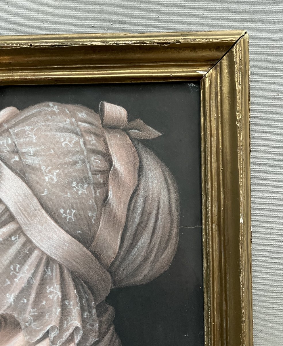 Profile Of A Woman With A Headdress, Pastel Drawing-photo-3