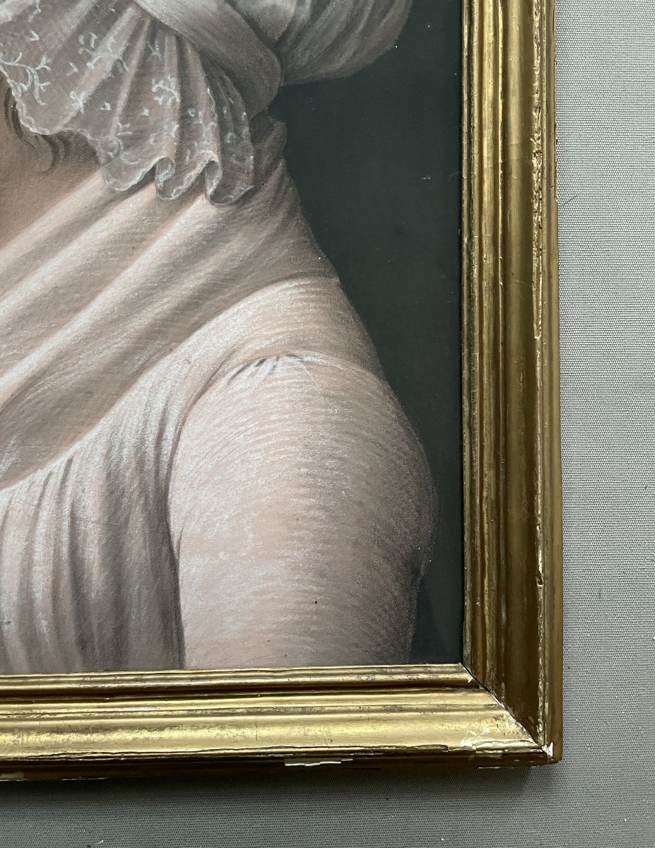 Profile Of A Woman With A Headdress, Pastel Drawing-photo-4