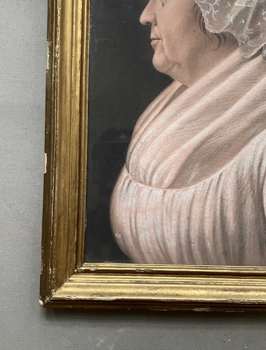 Profile Of A Woman With A Headdress, Pastel Drawing-photo-1