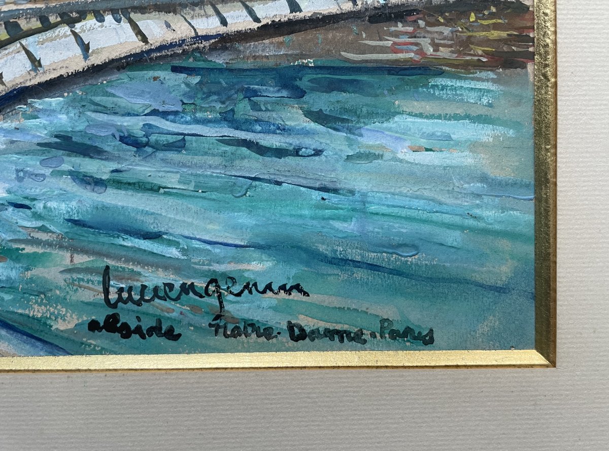 Lucien Genin, Notre Dame De Paris, Gouache-photo-3