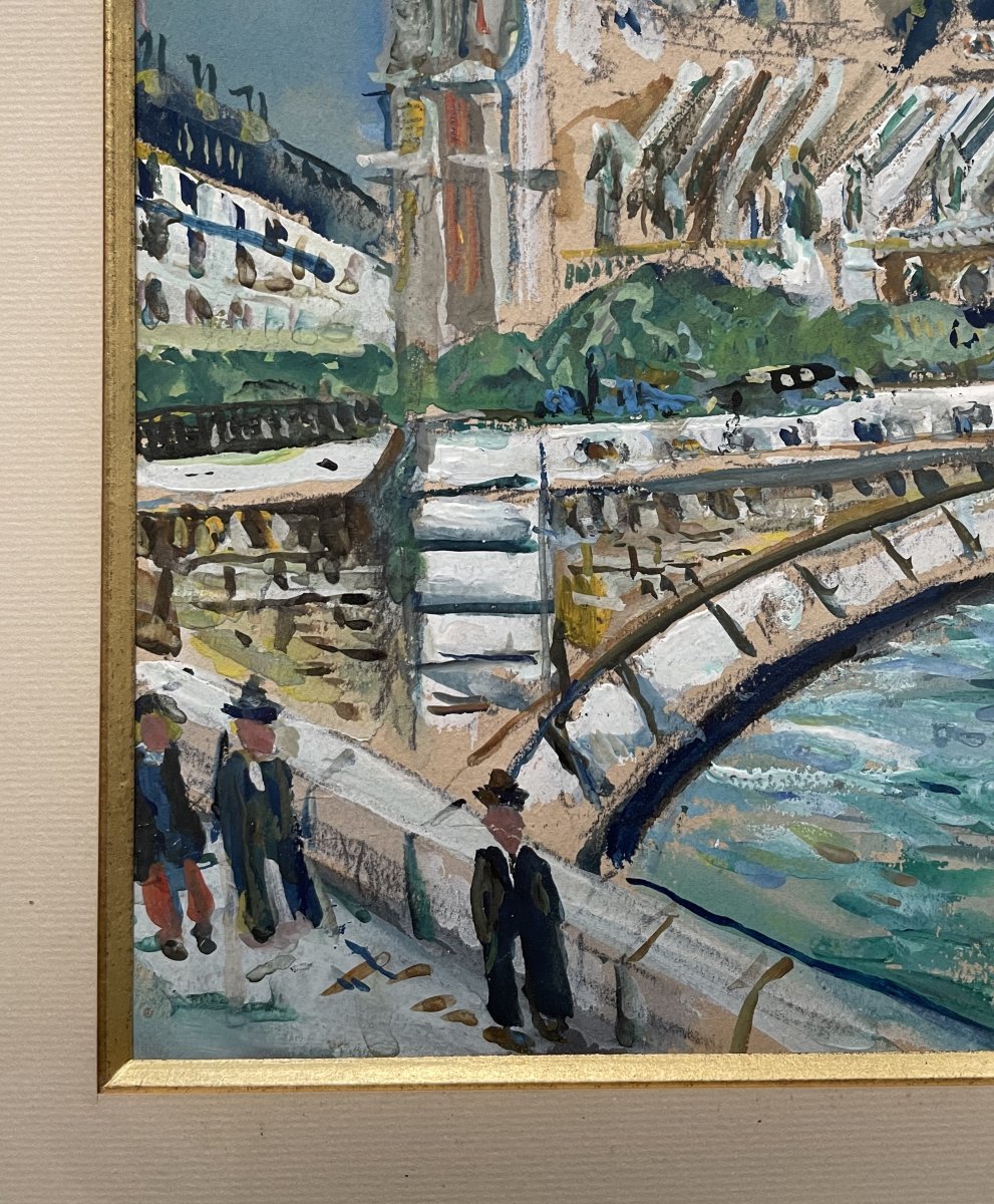 Lucien Genin, Notre Dame De Paris, Gouache-photo-1