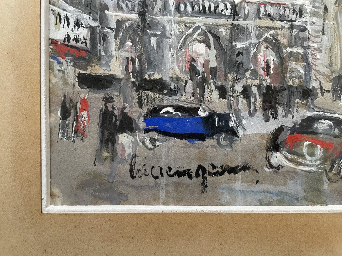 Lucien Genin, Notre Dame De Paris, Gouache-photo-3