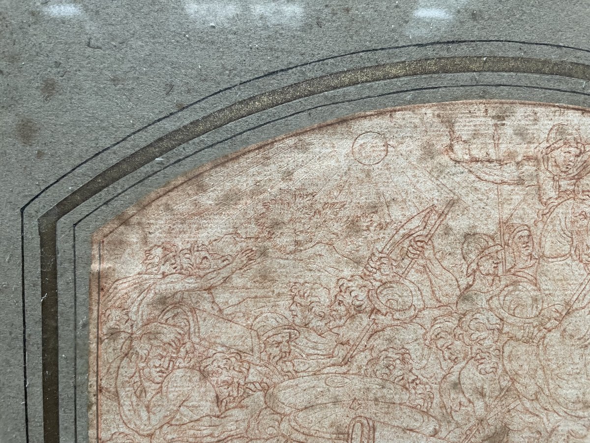 Combat de guerriers antiques, sanguine, mention de Nicolas Poussin-photo-4