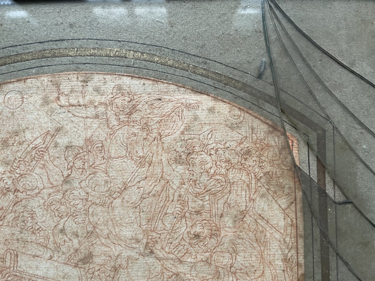 Combat de guerriers antiques, sanguine, mention de Nicolas Poussin-photo-1