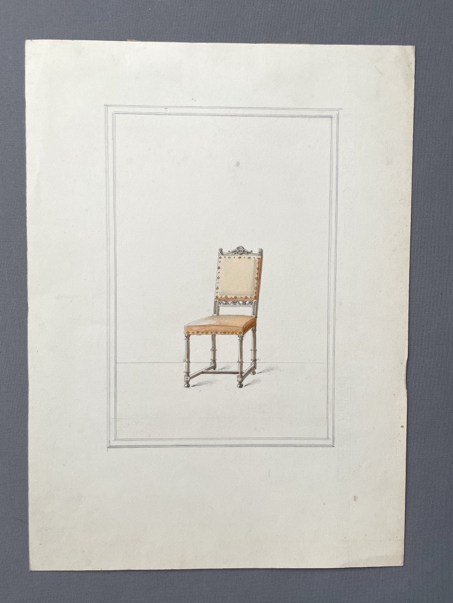 Projets de chaises, 4 dessins aquarellés -photo-2