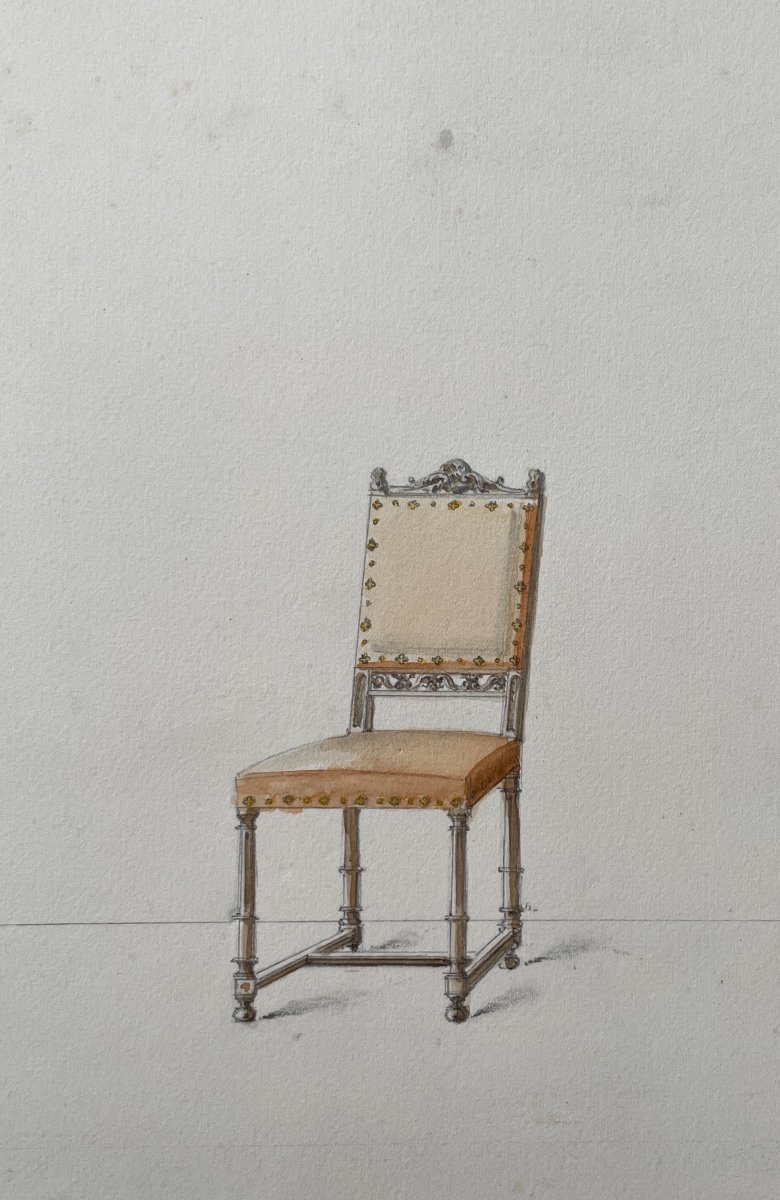 Projets de chaises, 4 dessins aquarellés -photo-3