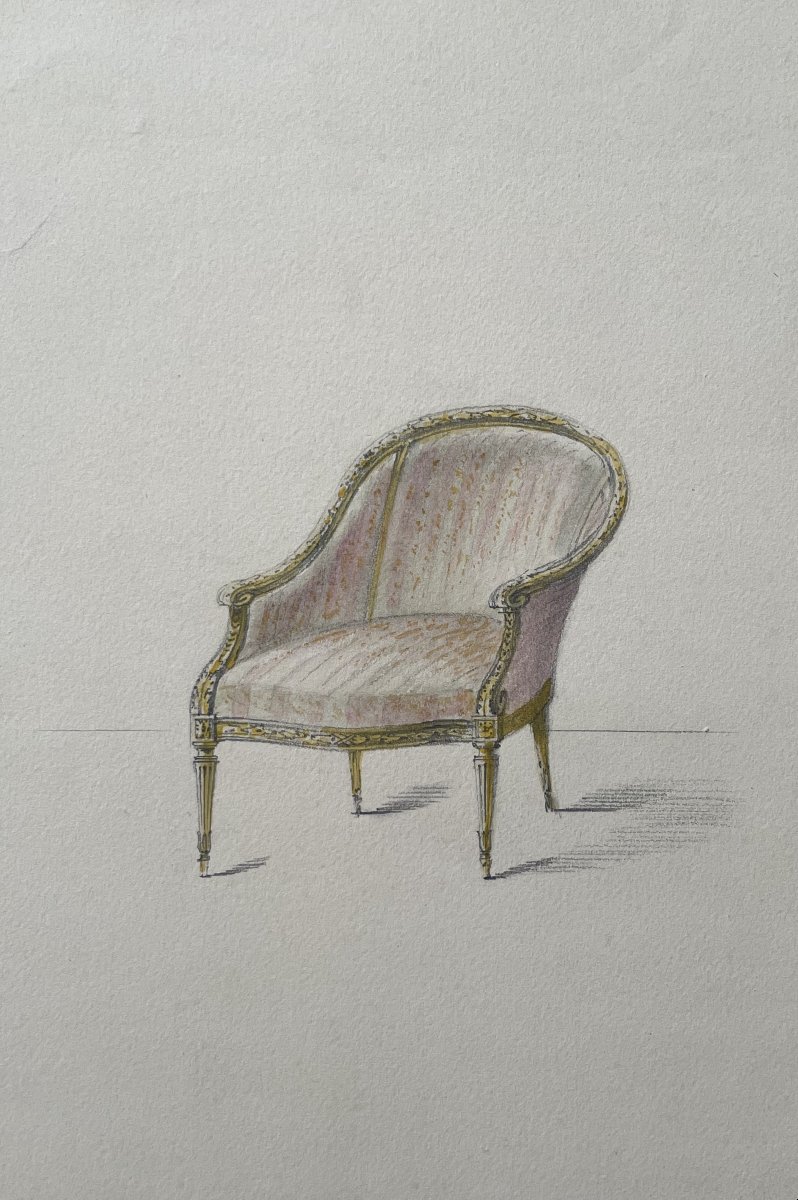 Projets de chaises, 4 dessins aquarellés -photo-2