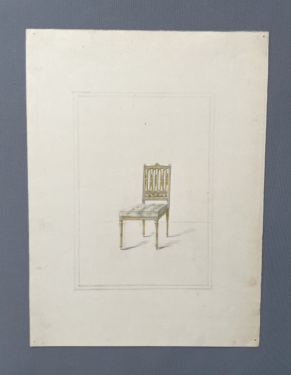 Projets de chaises, 4 dessins aquarellés -photo-3