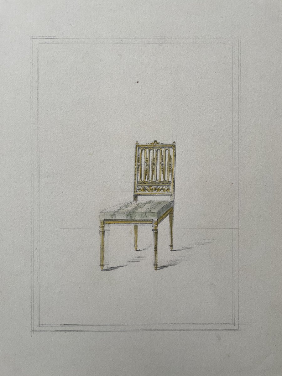 Projets de chaises, 4 dessins aquarellés -photo-4