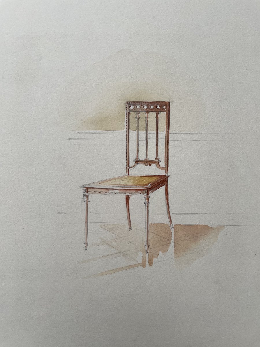 Projets de chaises, 4 dessins aquarellés -photo-6