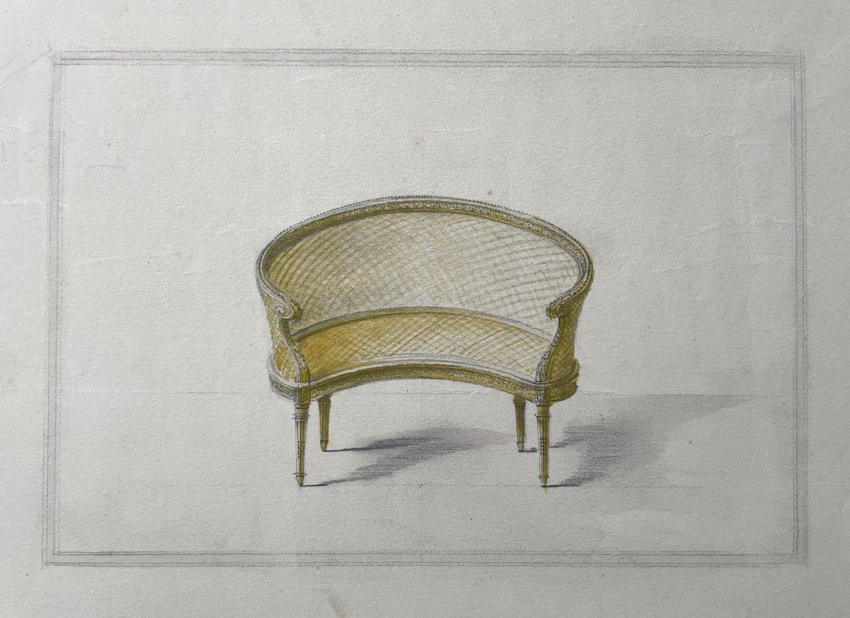 Projets de banquettes, 4 dessins aquarellés-photo-3