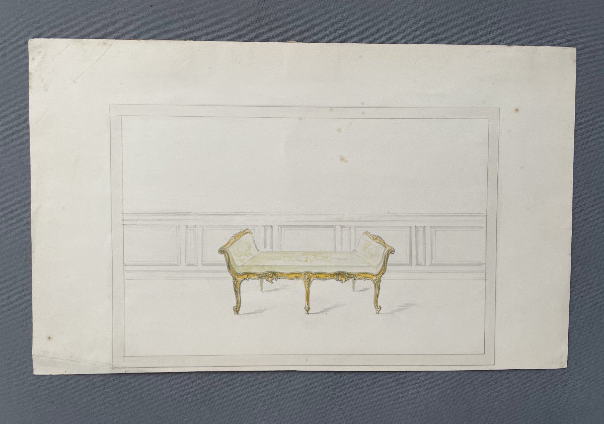 Projets de banquettes, 4 dessins aquarellés-photo-2
