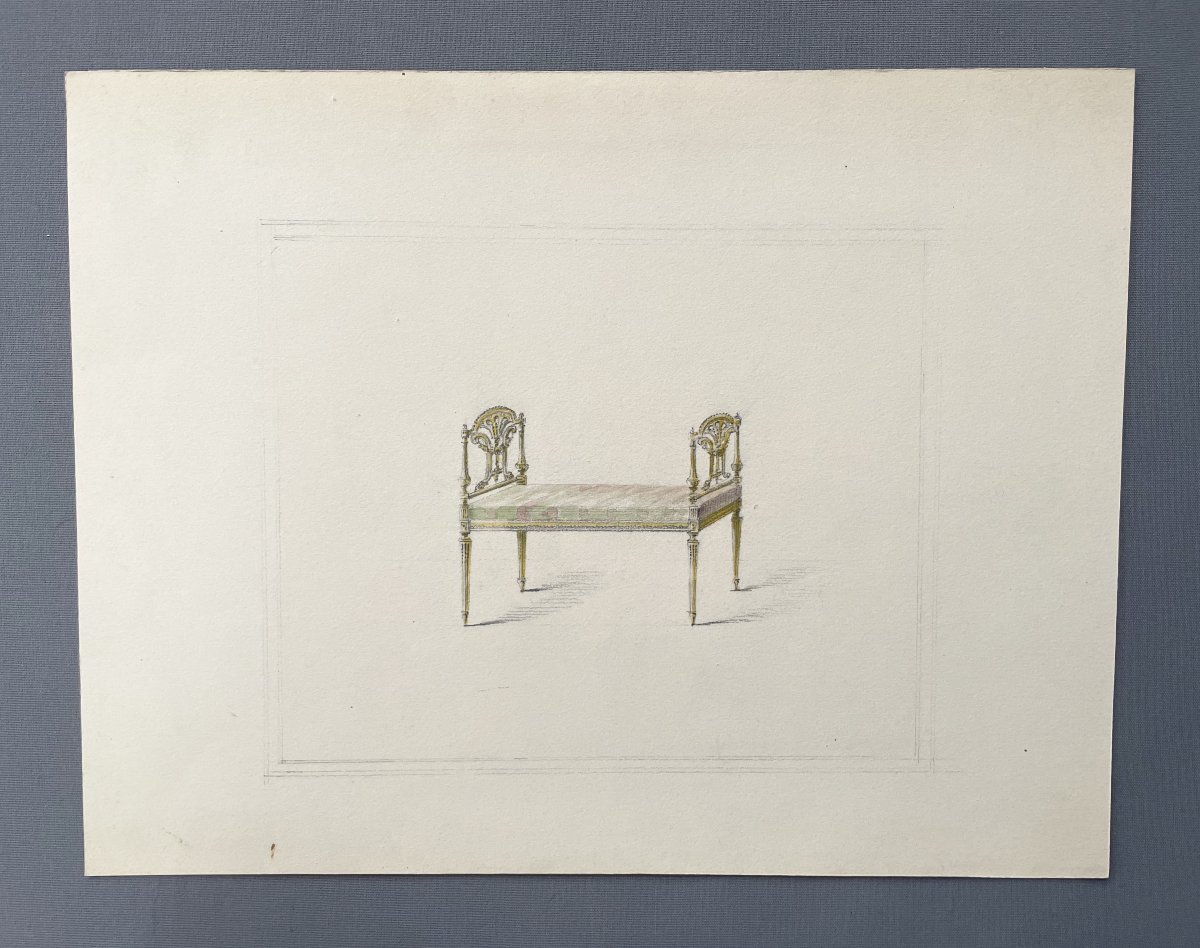 Projets de banquettes, 4 dessins aquarellés-photo-4