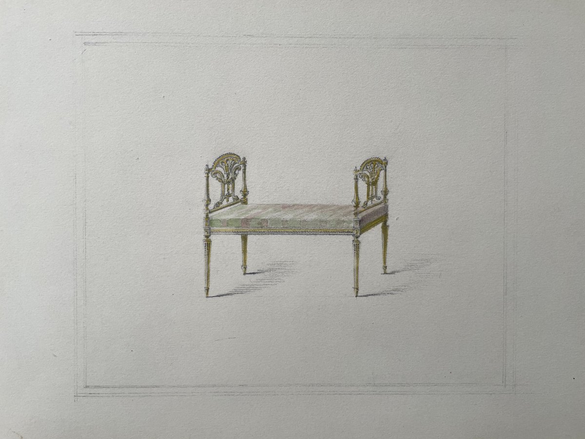 Projets de banquettes, 4 dessins aquarellés-photo-5