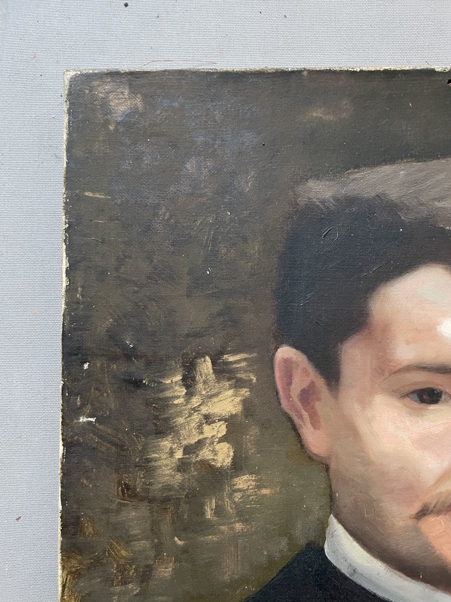 Portrait d'homme, Huile sur toile, Signature à identifier-photo-3
