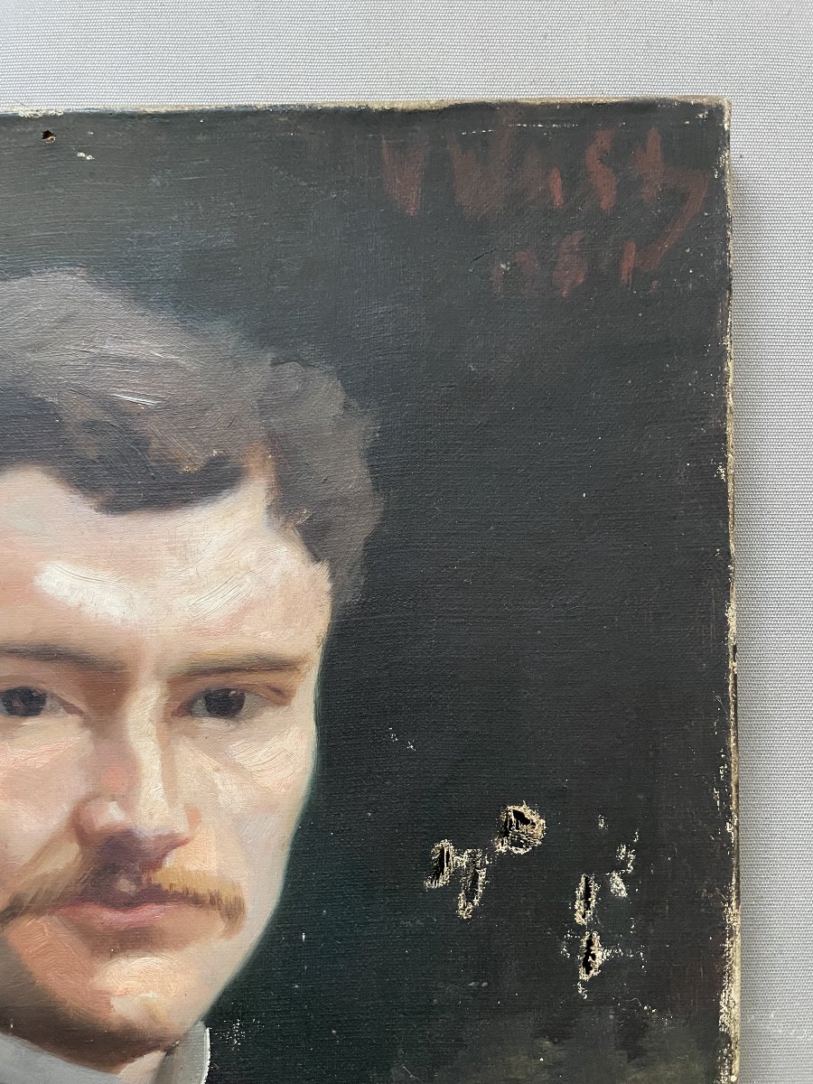 Portrait d'homme, Huile sur toile, Signature à identifier-photo-4