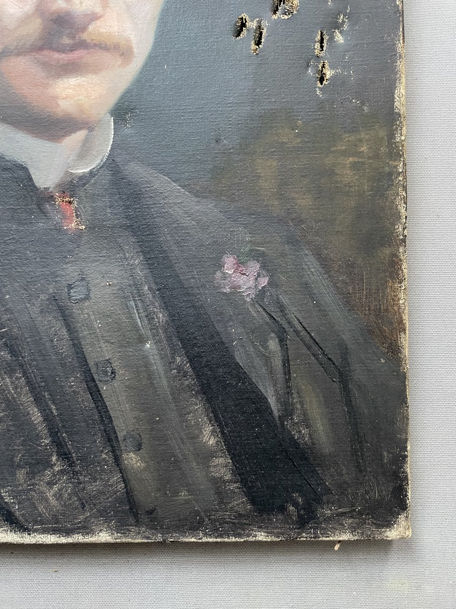 Portrait d'homme, Huile sur toile, Signature à identifier-photo-1