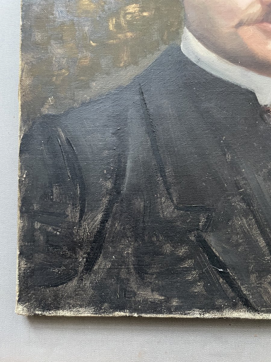 Portrait d'homme, Huile sur toile, Signature à identifier-photo-2