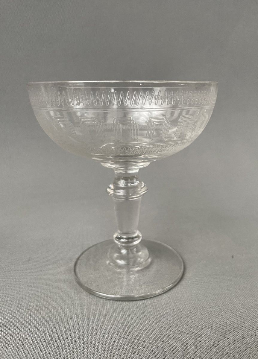 Coupes à Champagne en verre gravé-photo-4