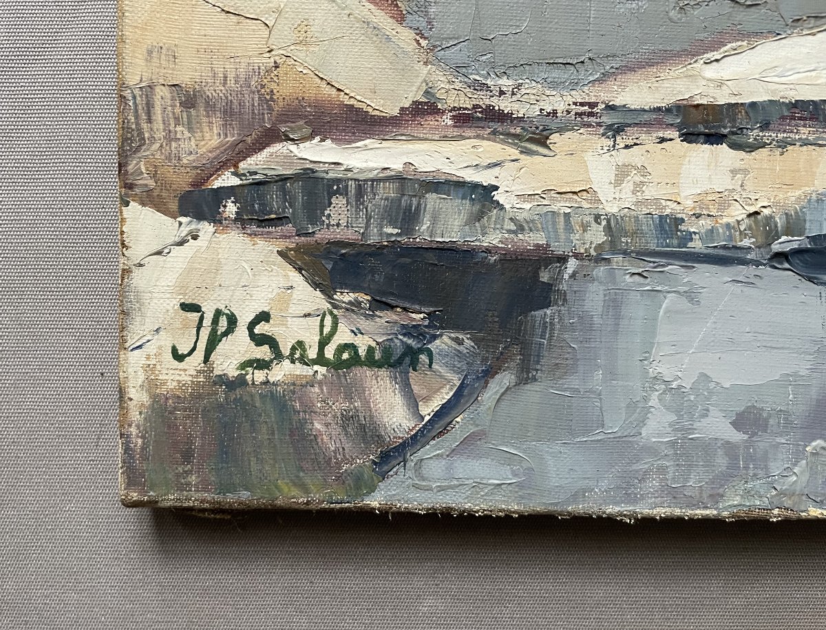 River, Oil On Canvas Signed Jp Salaun-photo-2