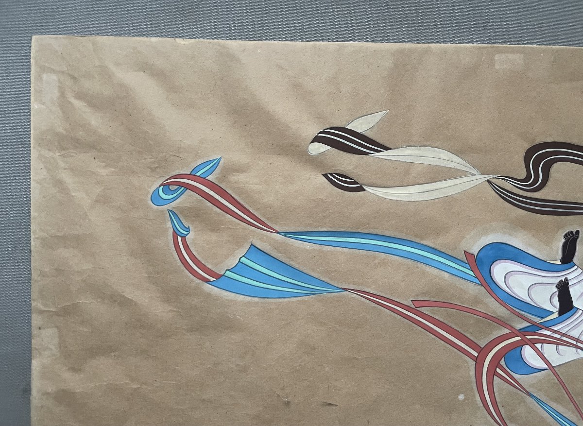 Apsaras volantes, estampe chinoise-photo-2