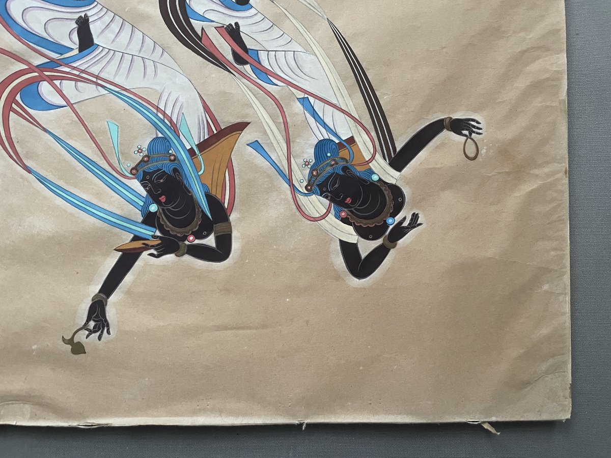 Apsaras volantes, estampe chinoise-photo-1