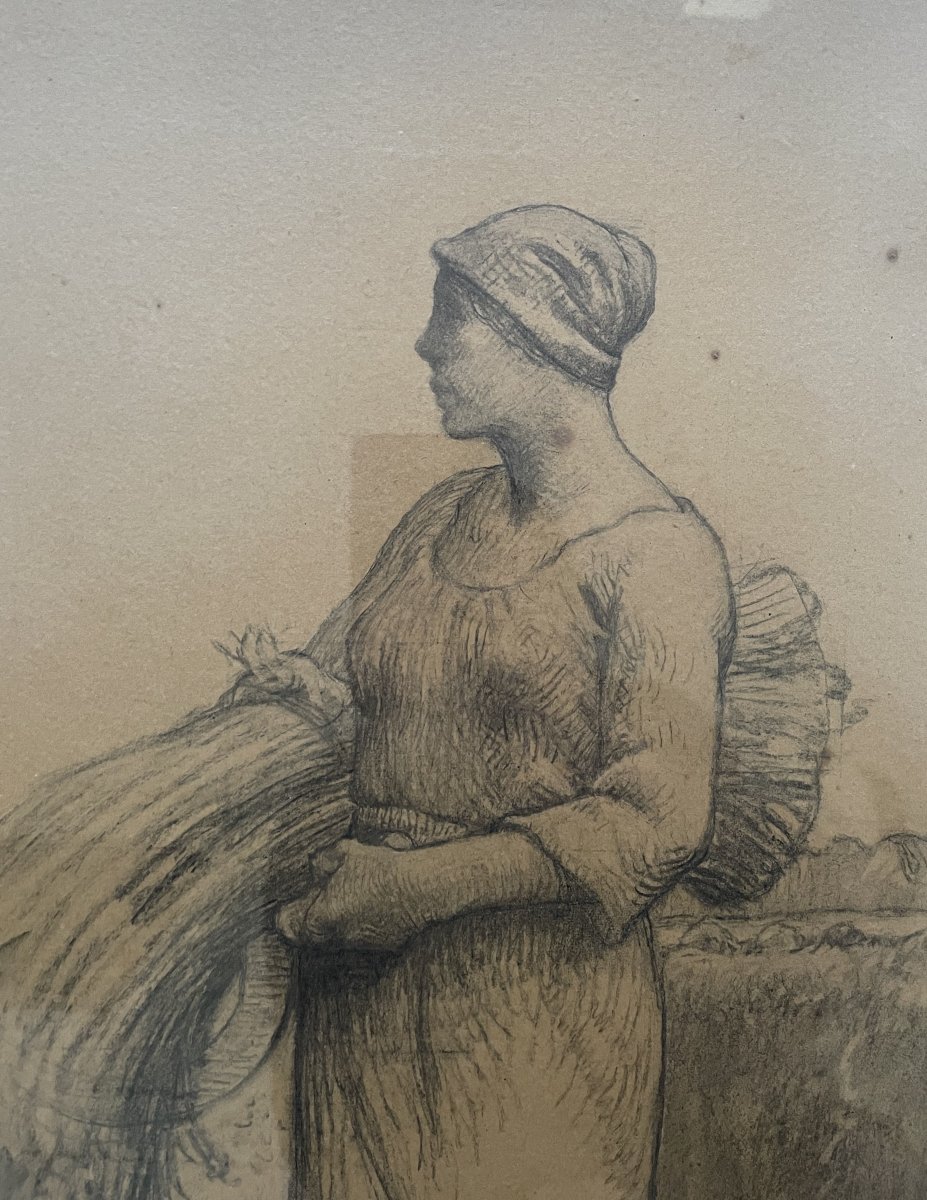 Aimé Perret, la moisson, paire de fusains-photo-4