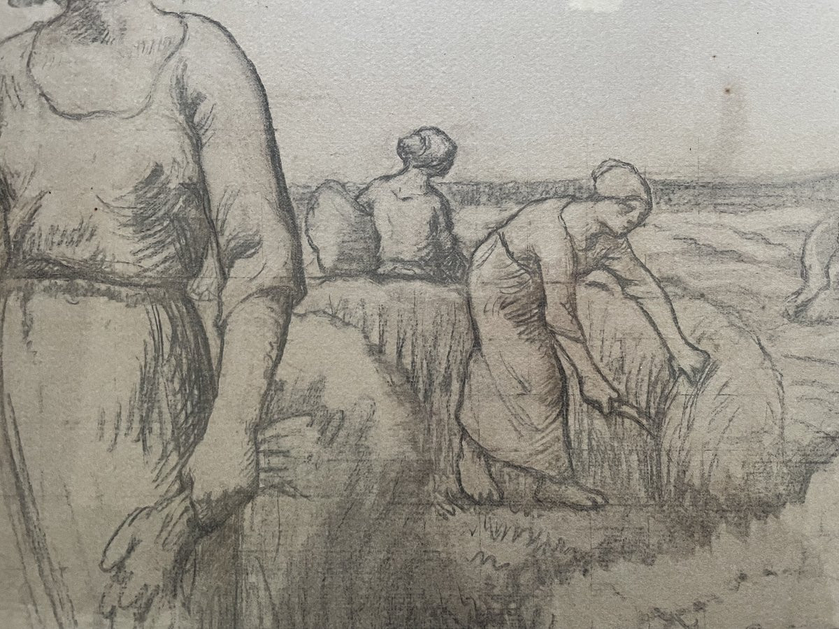 Aimé Perret, la moisson, paire de fusains-photo-4