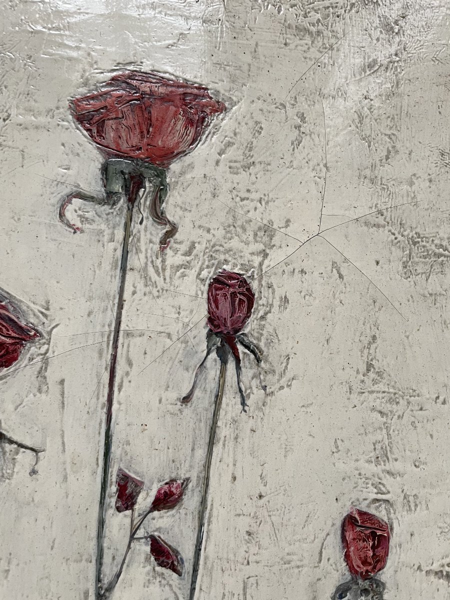Marcel Recher,  Rosebuds, Oil On Canvas-photo-3