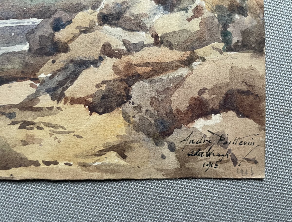 Aber Wrac'h, Brittany, Watercolor Signed André Poittevin -photo-2
