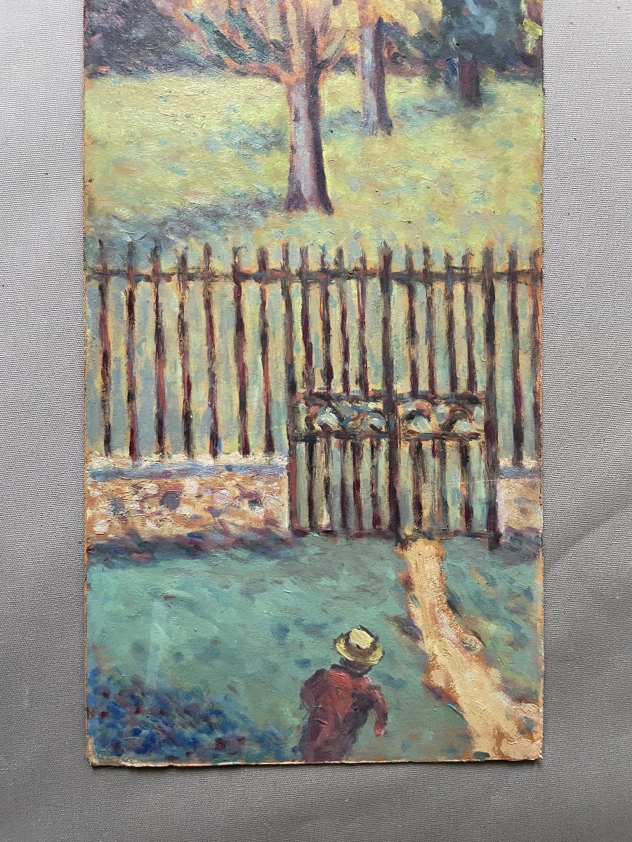 Parc arboré, huile sur carton-photo-3