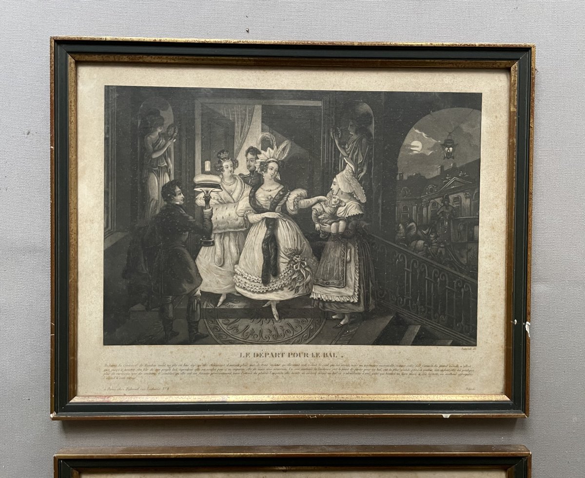 The Departure For The Ball And The Return From The Ball, A Pair Of Engravings-photo-2