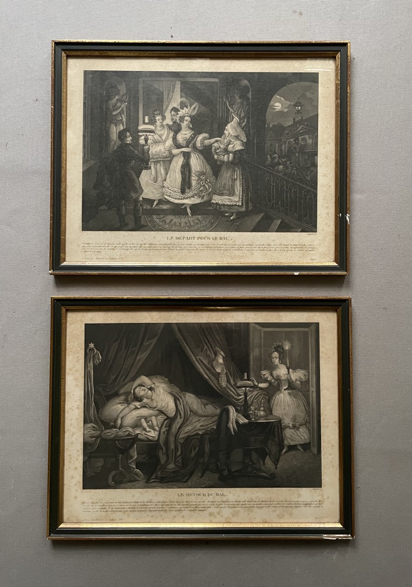 The Departure For The Ball And The Return From The Ball, A Pair Of Engravings