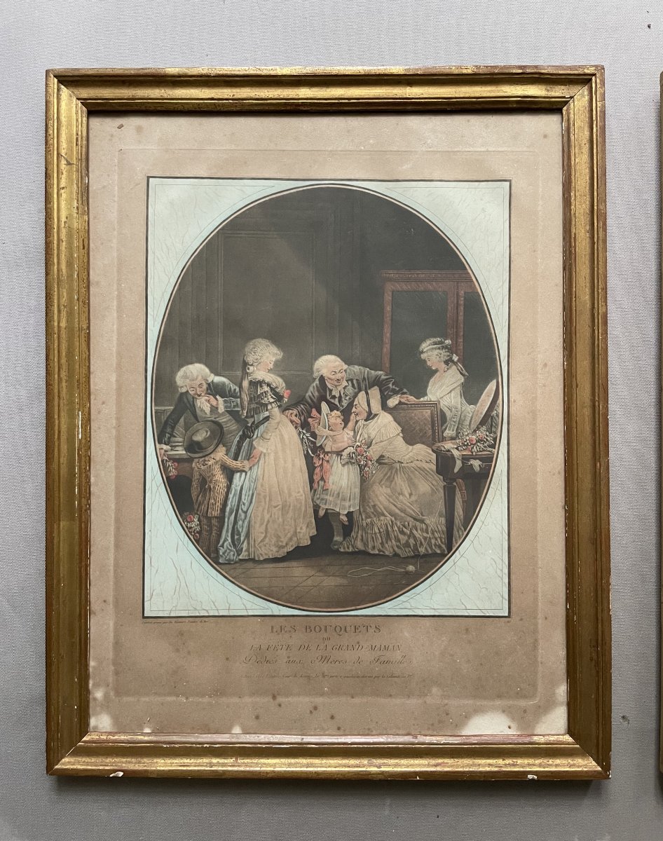 The Compliment And The Bouquets, A Pair Of Engravings By De Bucourt-photo-2