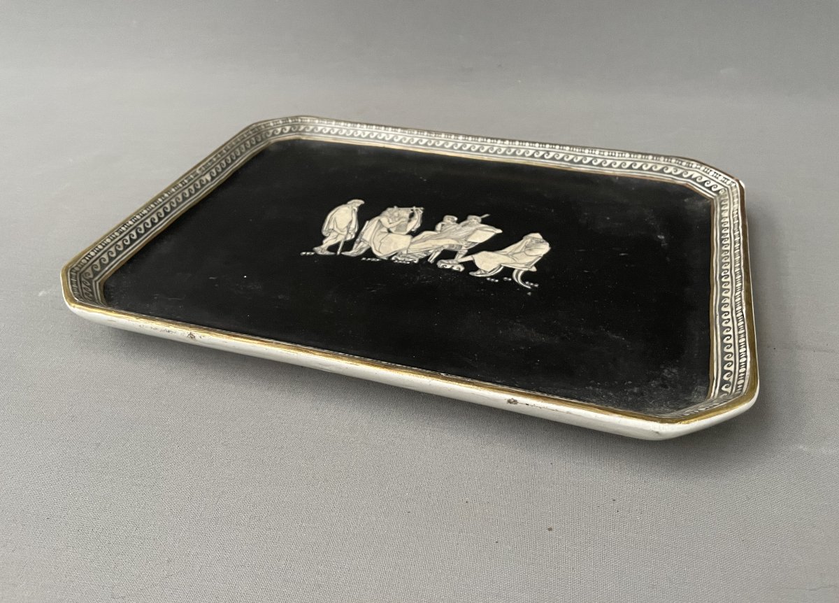 Plateau en porcelaine anglaise, décor à l'Antique-photo-3