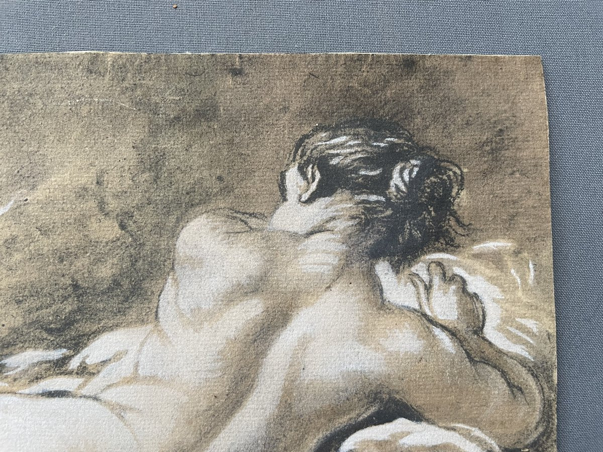 After Fragonard? Print Enhanced With Chalk-photo-2