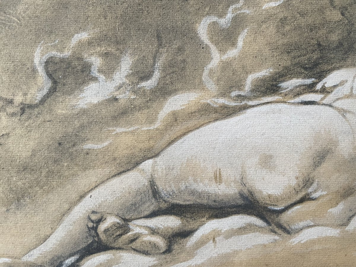 After Fragonard? Print Enhanced With Chalk-photo-3