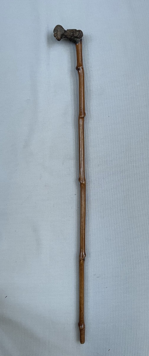 Art populaire, canne avec pommeau anthropomorphe -photo-2