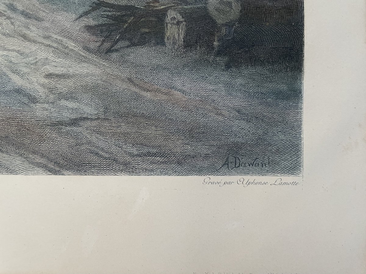 La Veillée d'Austerlitz, gravure par A. Lamotte d'après A.Dawant -photo-1