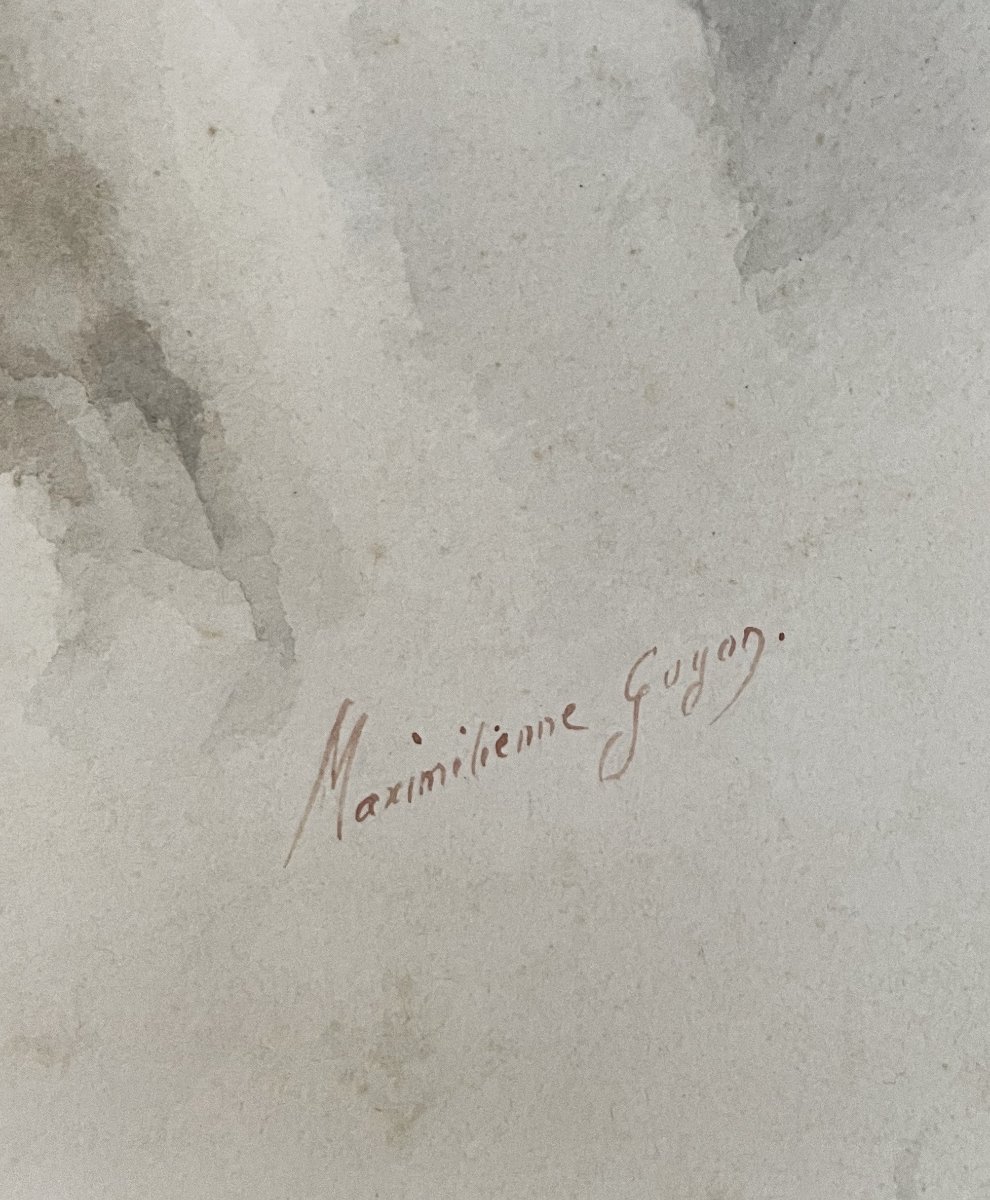 Maximilienne Guyon, Portrait Of An Elegant Woman, Watercolor-photo-2