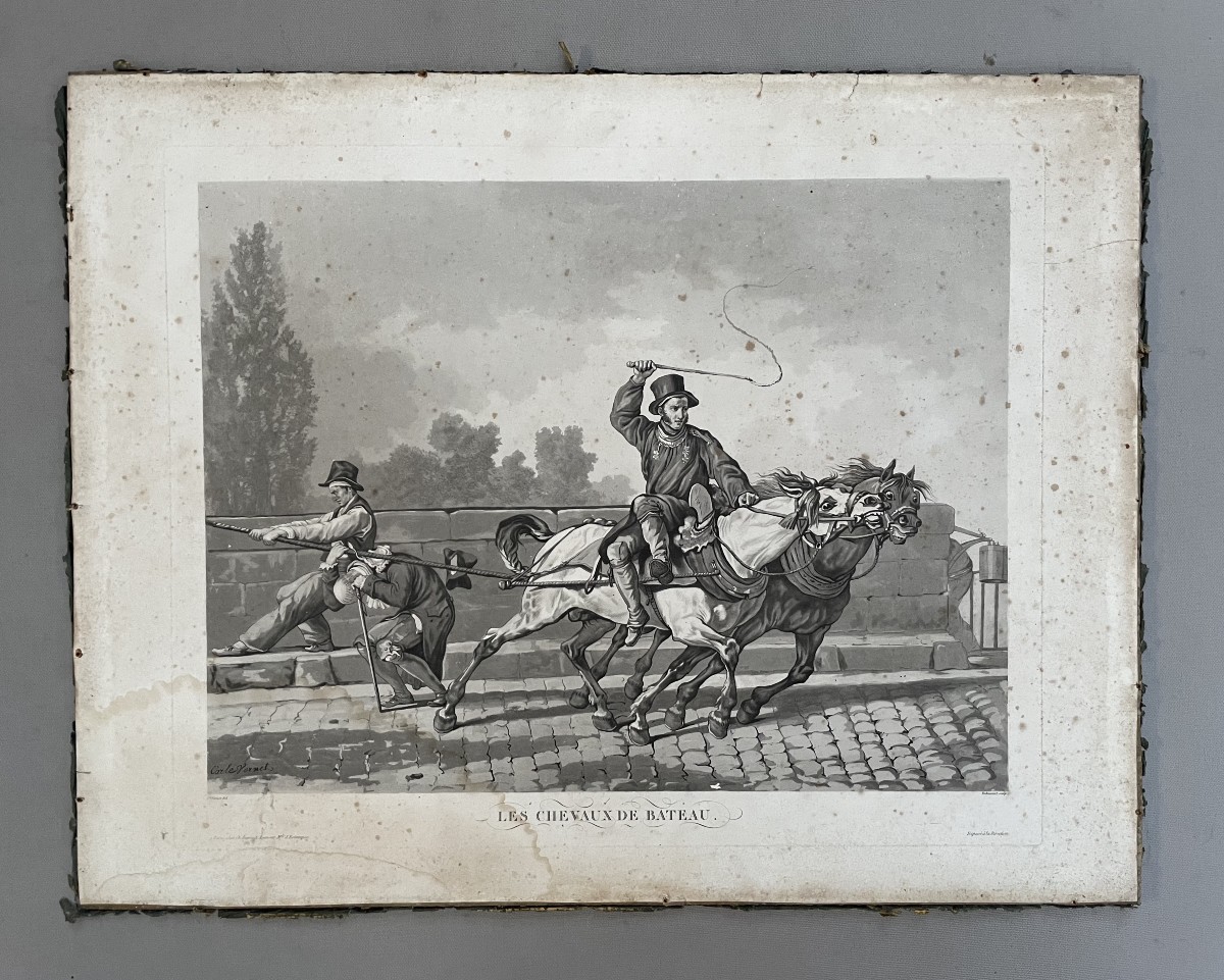 Les chevaux de bateau, gravure d'après Carle Vernet