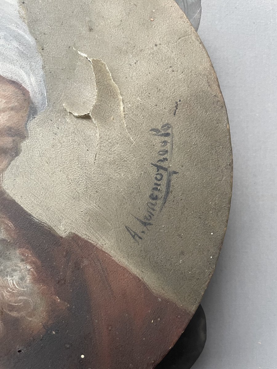Painted Tambourine, Signature To Be Identified-photo-2