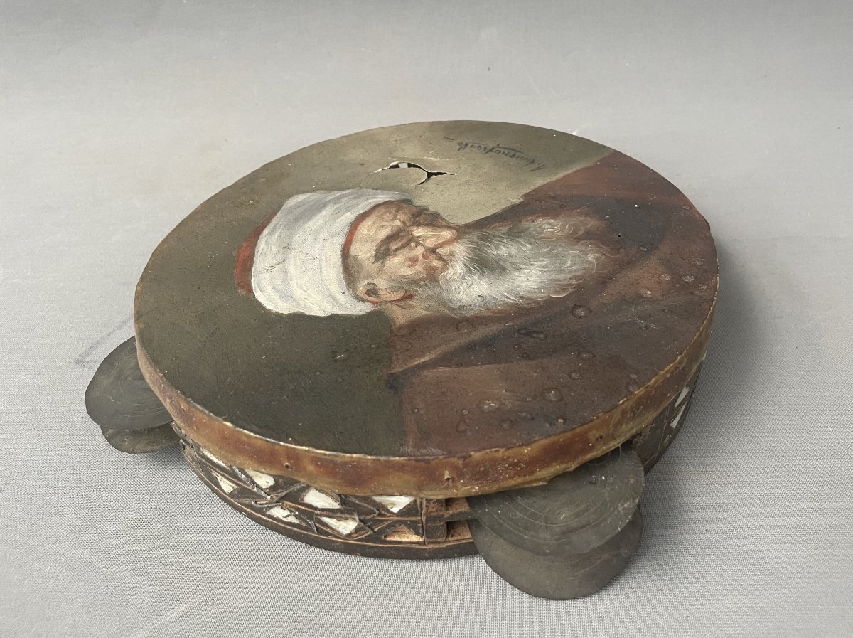 Painted Tambourine, Signature To Be Identified-photo-3