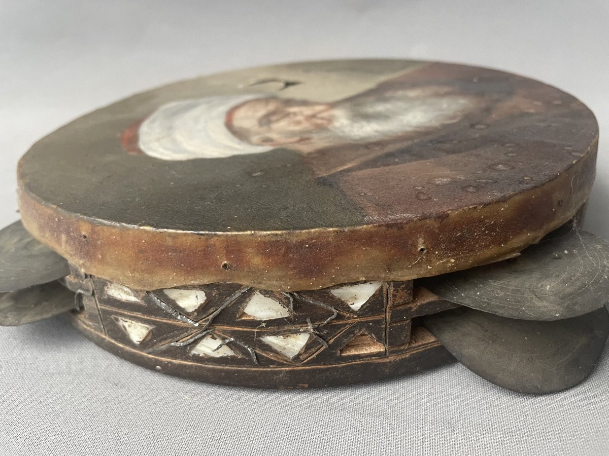 Painted Tambourine, Signature To Be Identified-photo-1