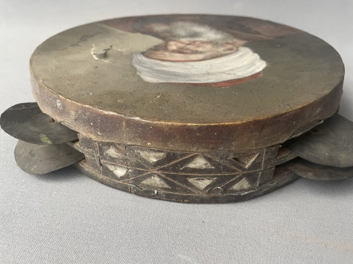 Painted Tambourine, Signature To Be Identified-photo-2