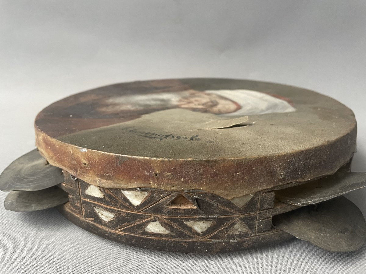 Painted Tambourine, Signature To Be Identified-photo-3