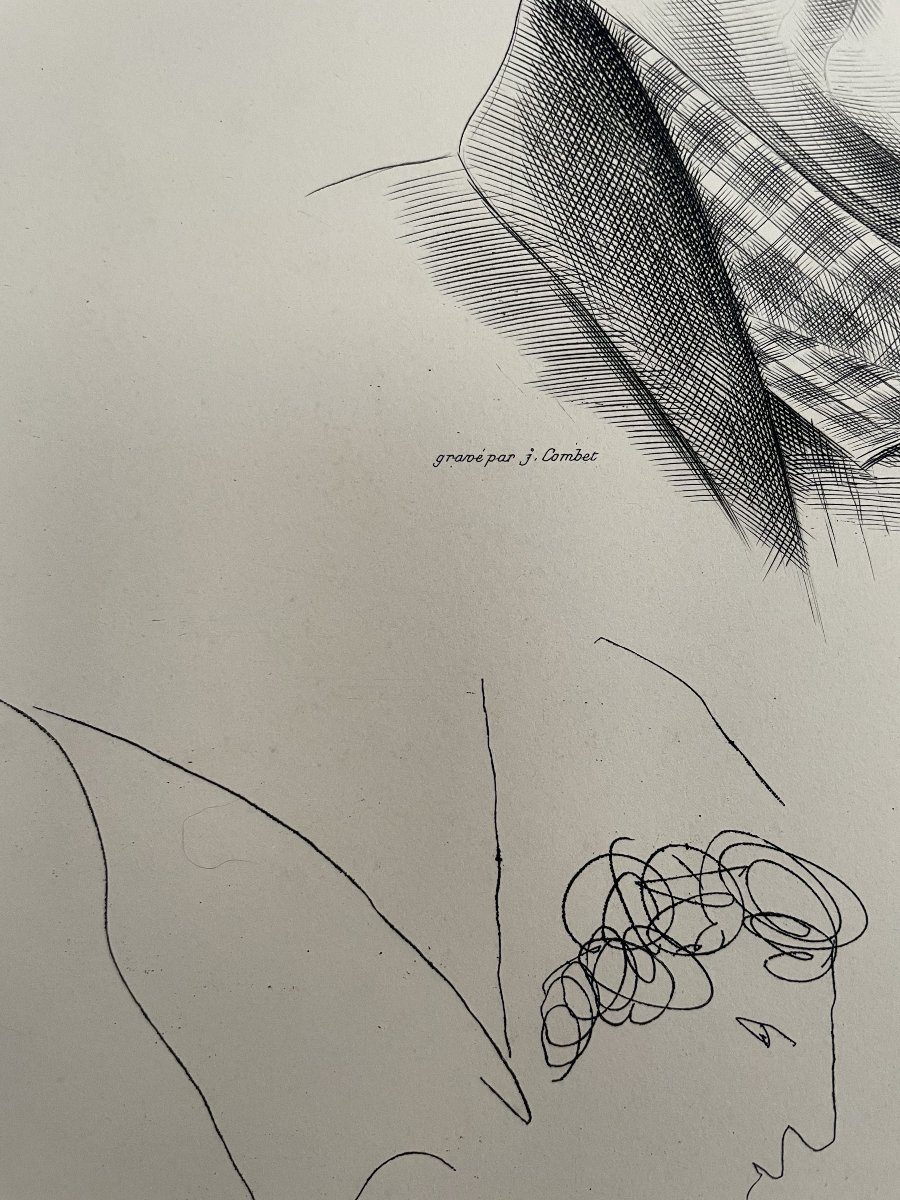 Jacques Combet, Portrait Of Marc Chagall, Engraving-photo-3