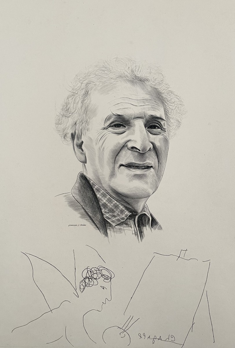 Jacques Combet, Portrait Of Marc Chagall, Engraving