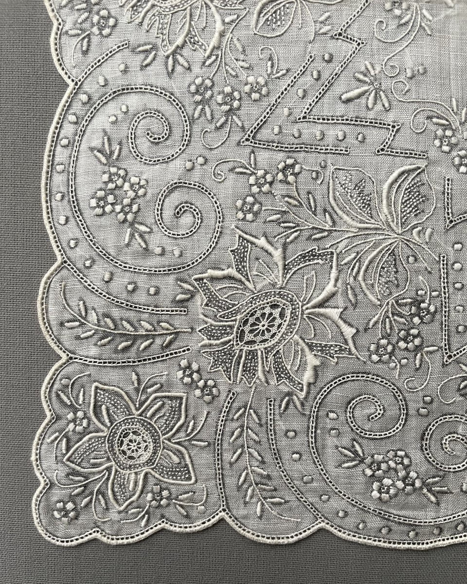 Two Embroidered Handkerchiefs-photo-3